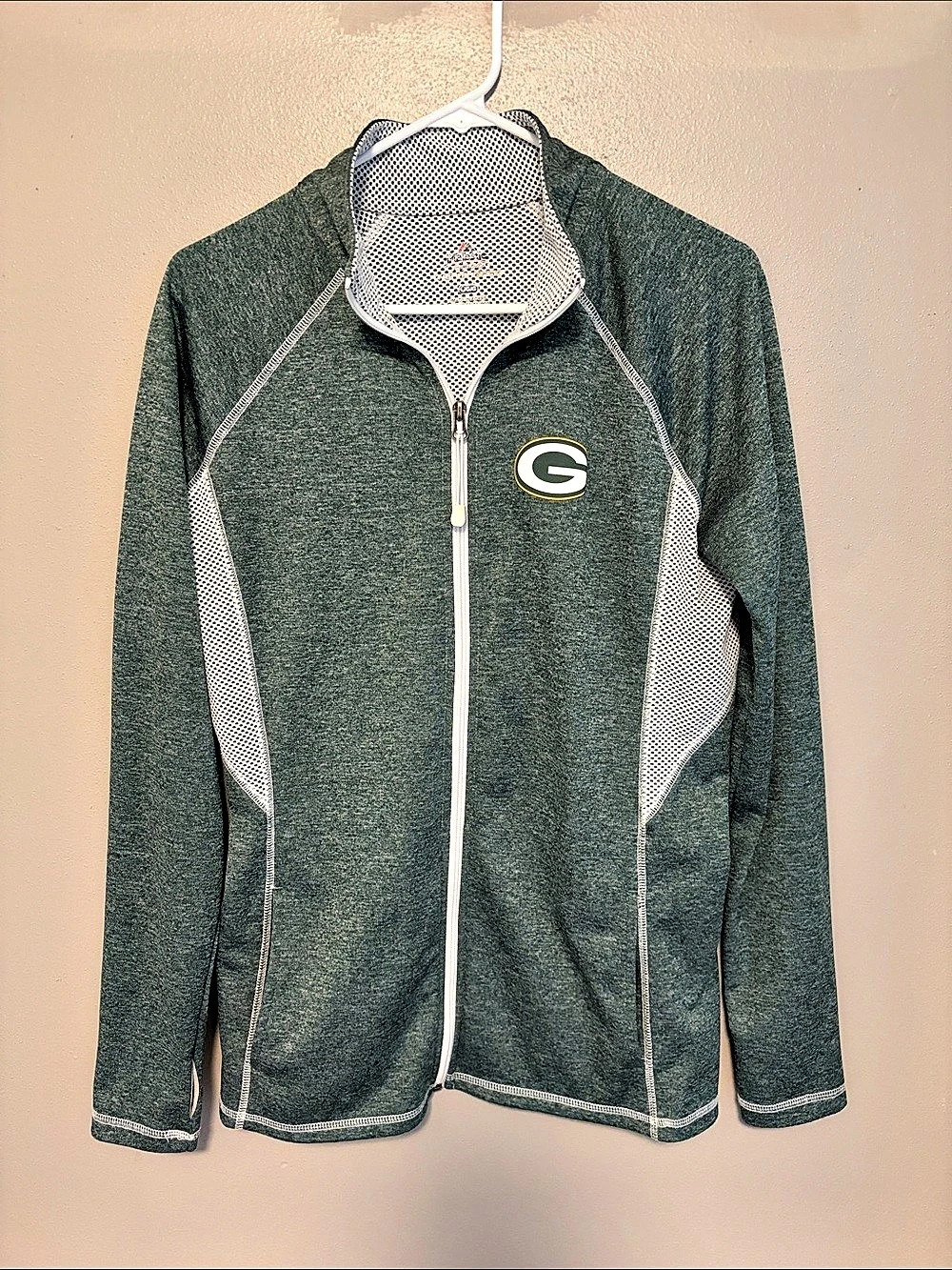 Green Bay Packers Men's Green & Gray Full-Zip Hooded Jacket Like New